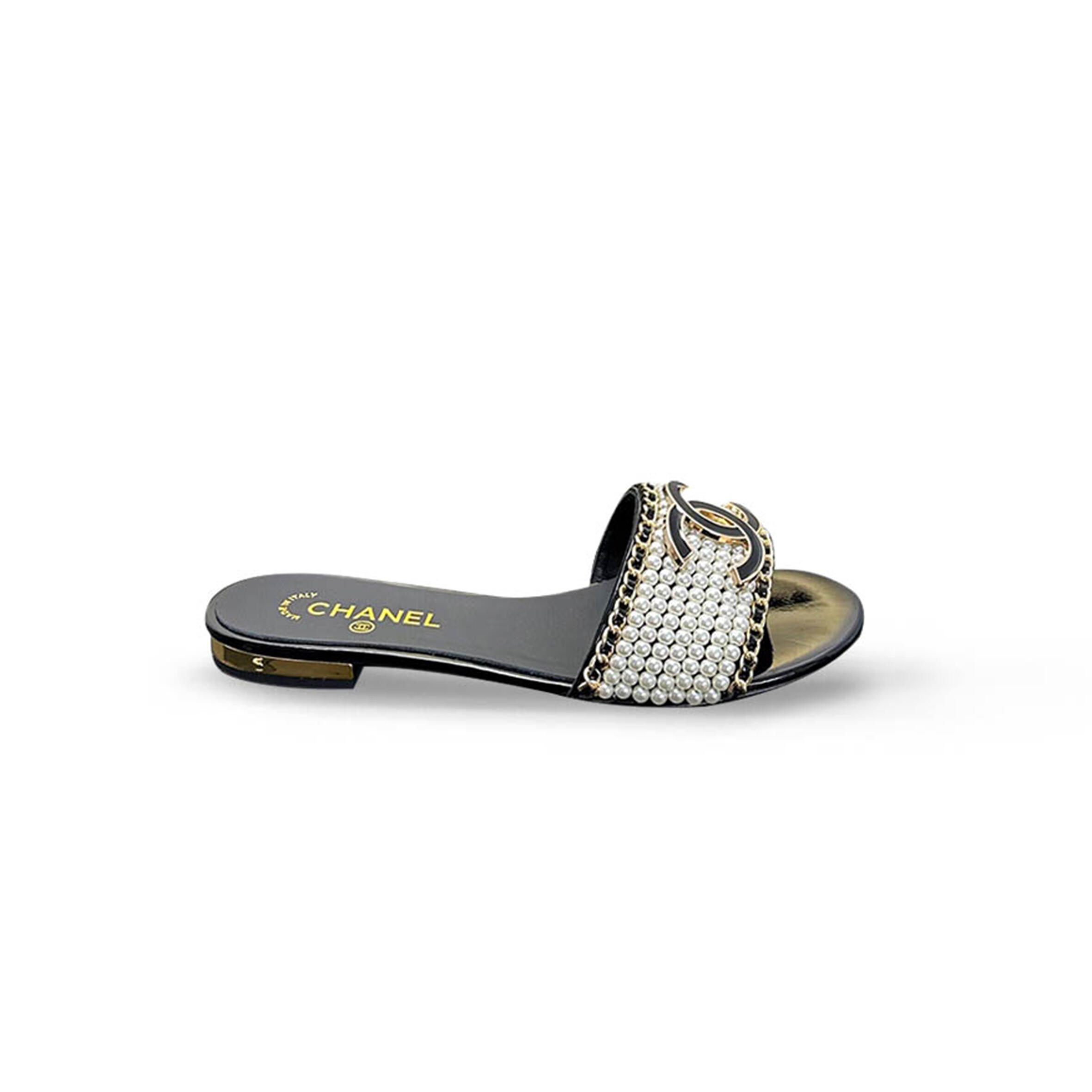 Ch**el double c pearl chain sandals